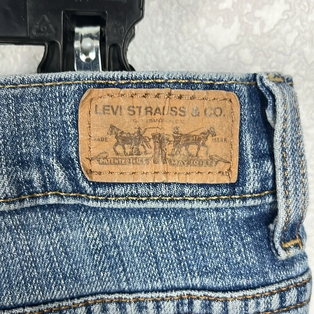 Levis Relaxed Boot Blue Jeans Womens Hand Painted Green White Floral Sz 10 Short
